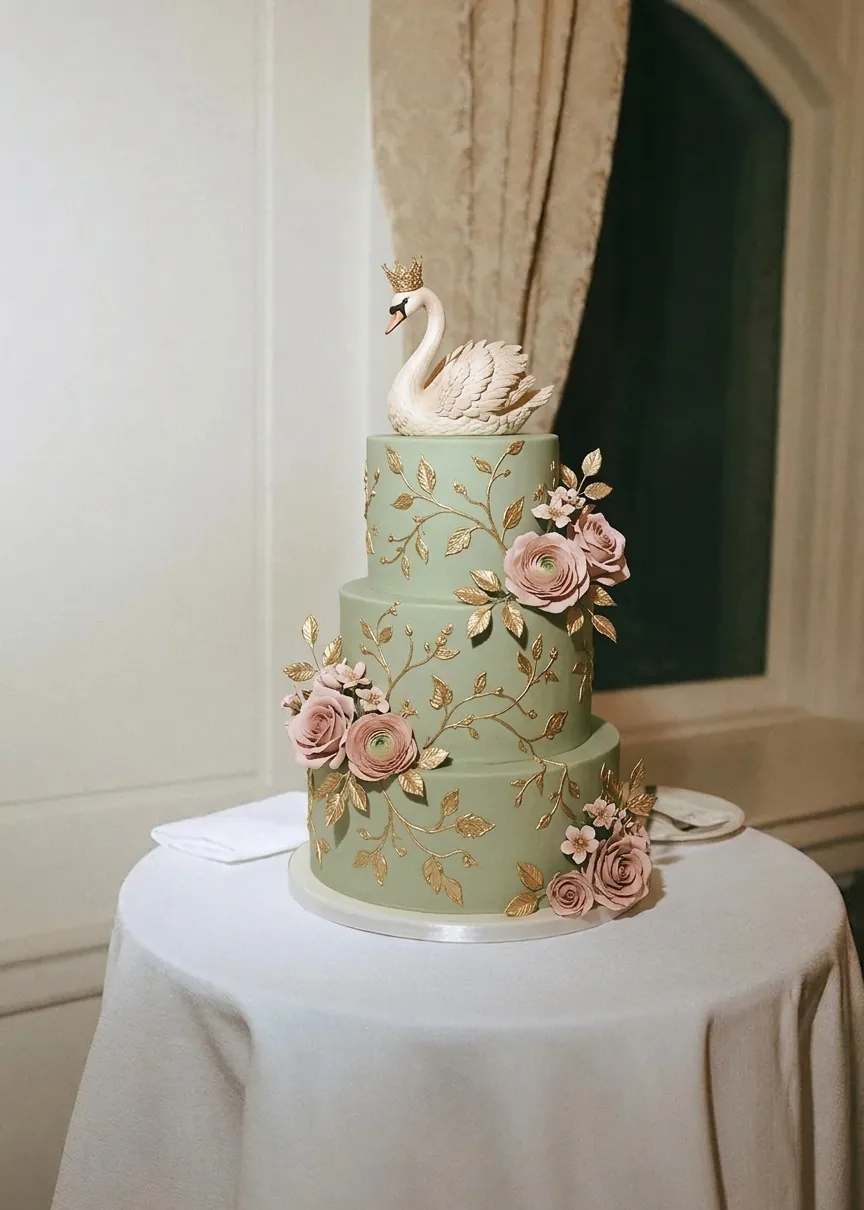 The blue swan cake with cherries